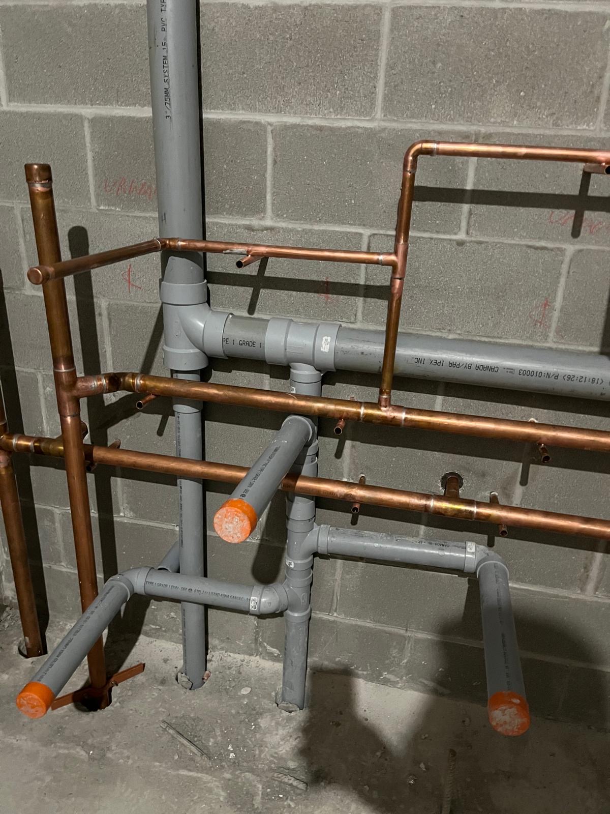 Copper and drain pipe rough-in installation