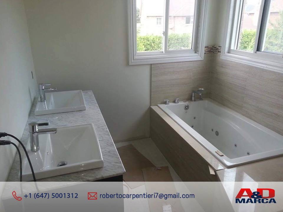 Finished residential bathroom plumbing installation